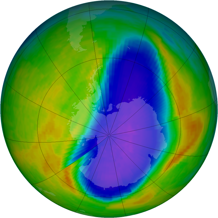 Antarctic ozone map for 22 October 1994